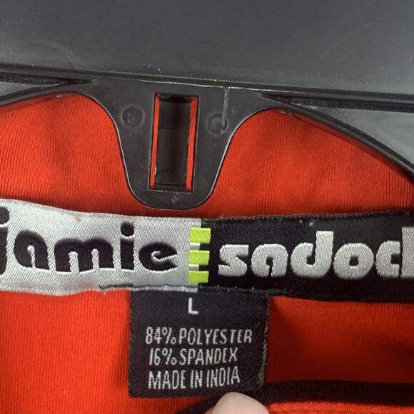 Jamie Sadock Golf Quarter Zip Womens Large Red Black Long Sleeve Pebble Beach - Picture 4 of 7